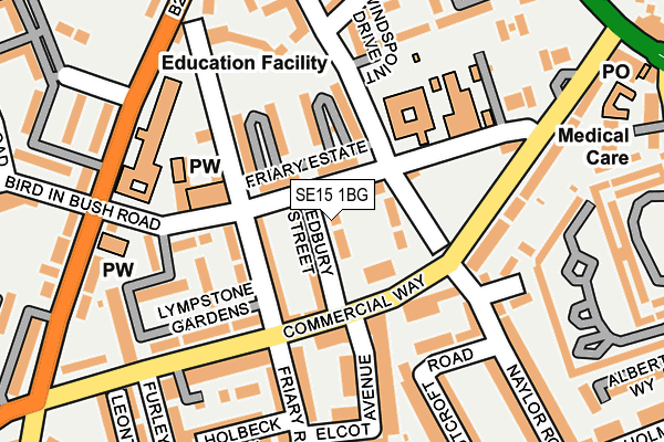 SE15 1BG map - OS OpenMap – Local (Ordnance Survey)
