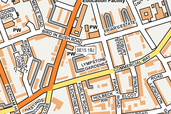 SE15 1BJ map - OS OpenMap – Local (Ordnance Survey)