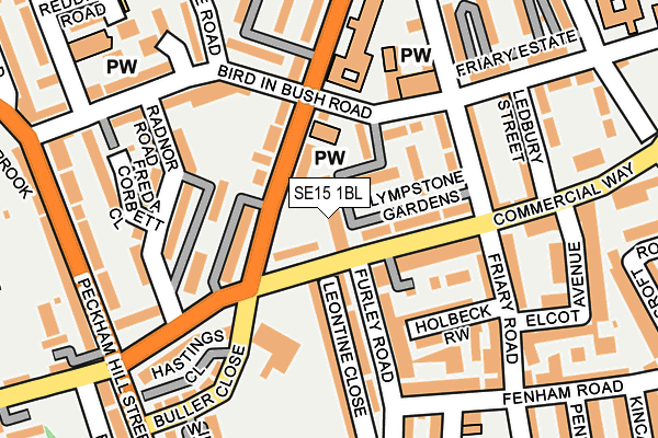 SE15 1BL map - OS OpenMap – Local (Ordnance Survey)