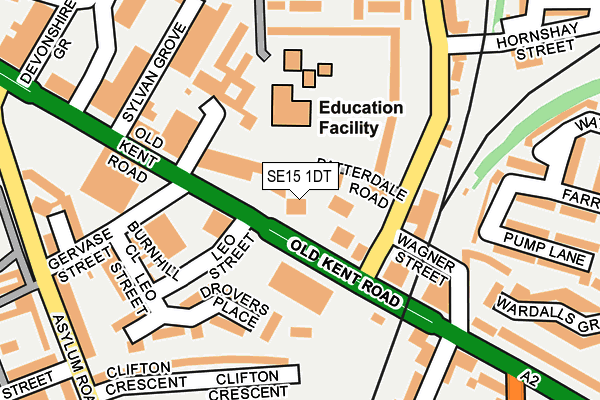 SE15 1DT map - OS OpenMap – Local (Ordnance Survey)