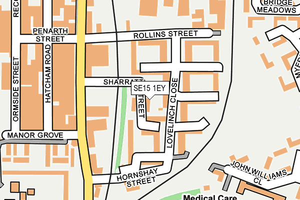 SE15 1EY map - OS OpenMap – Local (Ordnance Survey)