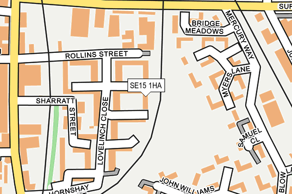 SE15 1HA map - OS OpenMap – Local (Ordnance Survey)