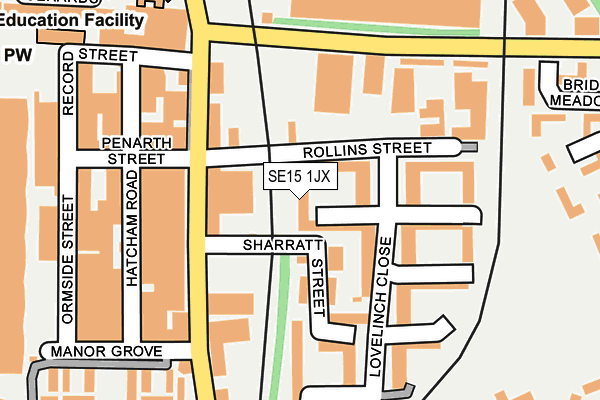 SE15 1JX map - OS OpenMap – Local (Ordnance Survey)