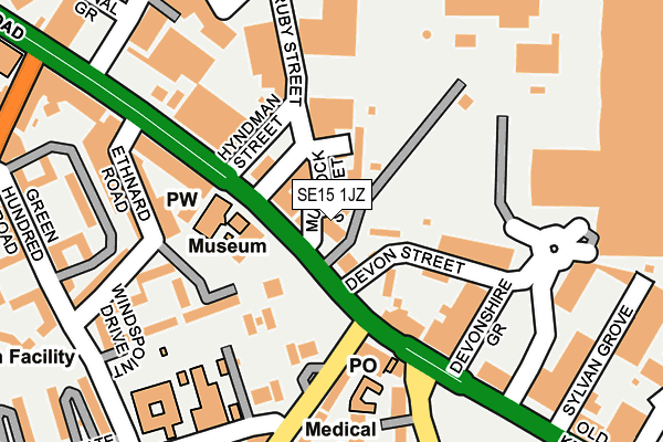 SE15 1JZ map - OS OpenMap – Local (Ordnance Survey)