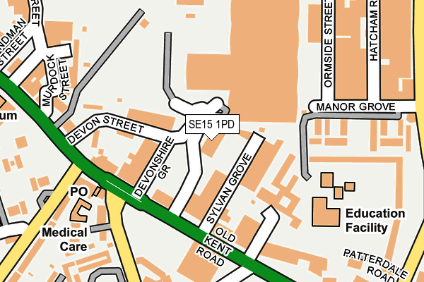 SE15 1PD map - OS OpenMap – Local (Ordnance Survey)