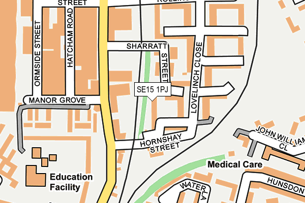 SE15 1PJ map - OS OpenMap – Local (Ordnance Survey)