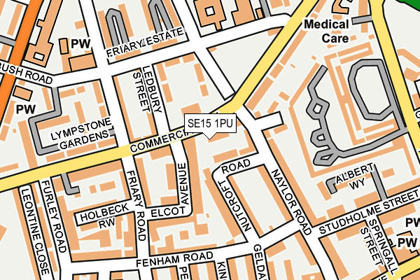 SE15 1PU map - OS OpenMap – Local (Ordnance Survey)