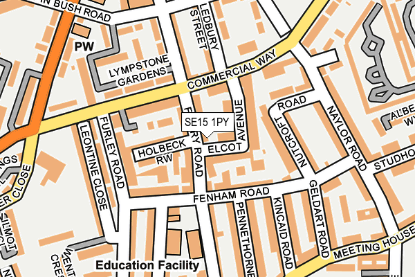 SE15 1PY map - OS OpenMap – Local (Ordnance Survey)