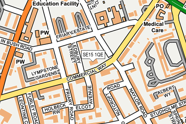 SE15 1QE map - OS OpenMap – Local (Ordnance Survey)