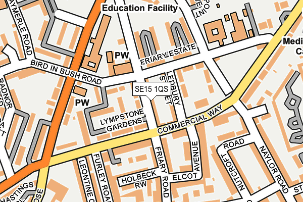 SE15 1QS map - OS OpenMap – Local (Ordnance Survey)