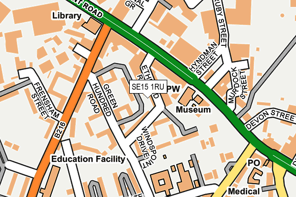 SE15 1RU map - OS OpenMap – Local (Ordnance Survey)