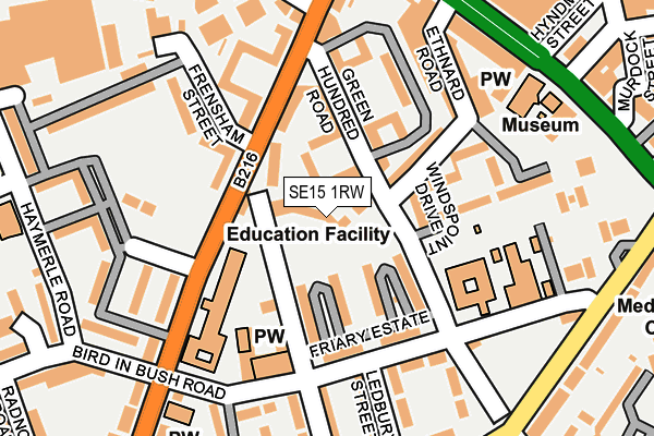 SE15 1RW map - OS OpenMap – Local (Ordnance Survey)