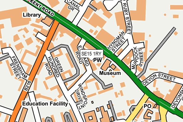 SE15 1RY map - OS OpenMap – Local (Ordnance Survey)