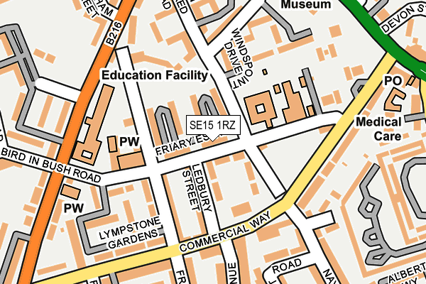 SE15 1RZ map - OS OpenMap – Local (Ordnance Survey)