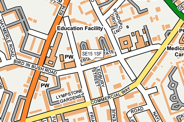 SE15 1SF map - OS OpenMap – Local (Ordnance Survey)