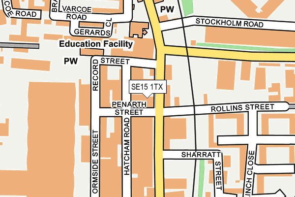 SE15 1TX map - OS OpenMap – Local (Ordnance Survey)