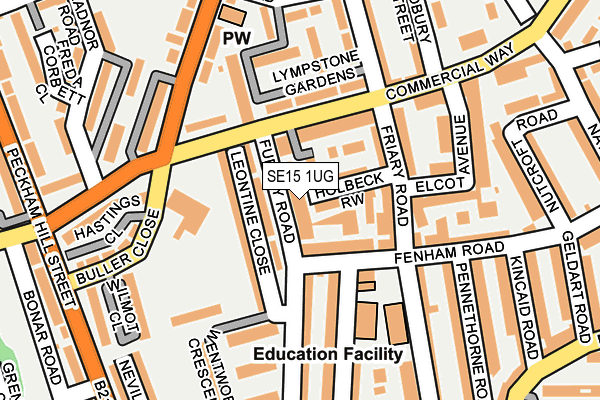 SE15 1UG map - OS OpenMap – Local (Ordnance Survey)