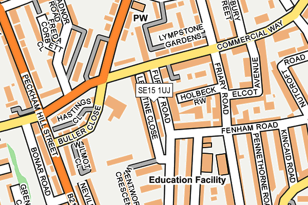 SE15 1UJ map - OS OpenMap – Local (Ordnance Survey)