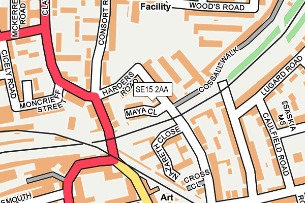 SE15 2AA map - OS OpenMap – Local (Ordnance Survey)