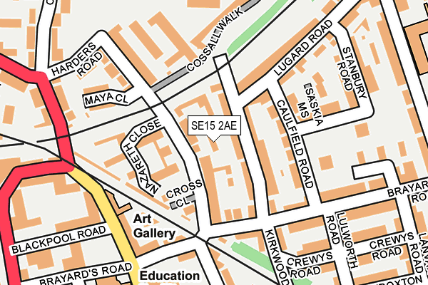 SE15 2AE map - OS OpenMap – Local (Ordnance Survey)