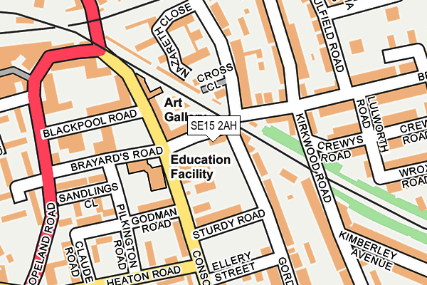 SE15 2AH map - OS OpenMap – Local (Ordnance Survey)