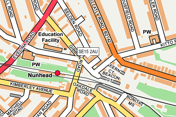 SE15 2AU map - OS OpenMap – Local (Ordnance Survey)