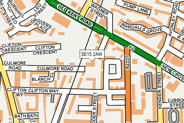 SE15 2AW map - OS OpenMap – Local (Ordnance Survey)