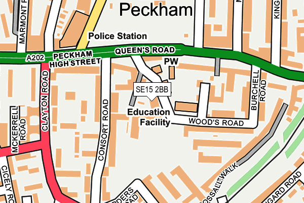 SE15 2BB map - OS OpenMap – Local (Ordnance Survey)