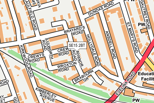 SE15 2BT map - OS OpenMap – Local (Ordnance Survey)