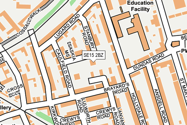 SE15 2BZ map - OS OpenMap – Local (Ordnance Survey)