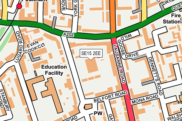 SE15 2EE map - OS OpenMap – Local (Ordnance Survey)