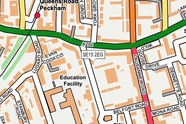 SE15 2EG map - OS OpenMap – Local (Ordnance Survey)