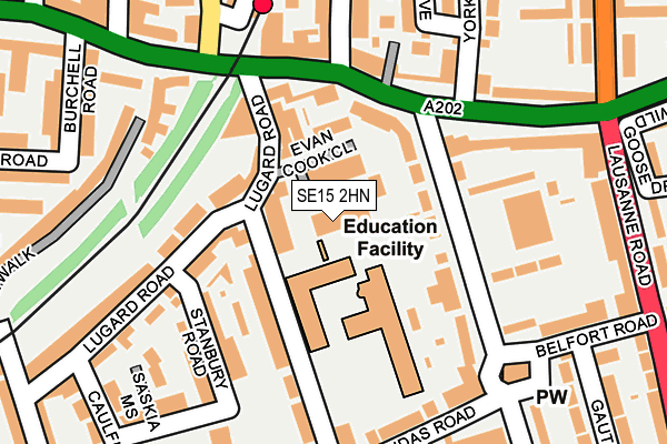 SE15 2HN map - OS OpenMap – Local (Ordnance Survey)