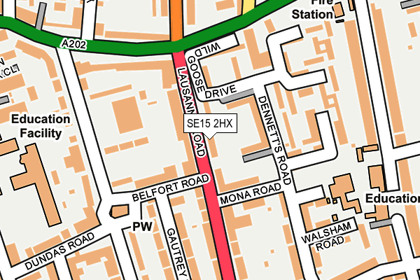 SE15 2HX map - OS OpenMap – Local (Ordnance Survey)