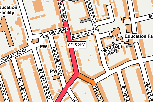 SE15 2HY map - OS OpenMap – Local (Ordnance Survey)