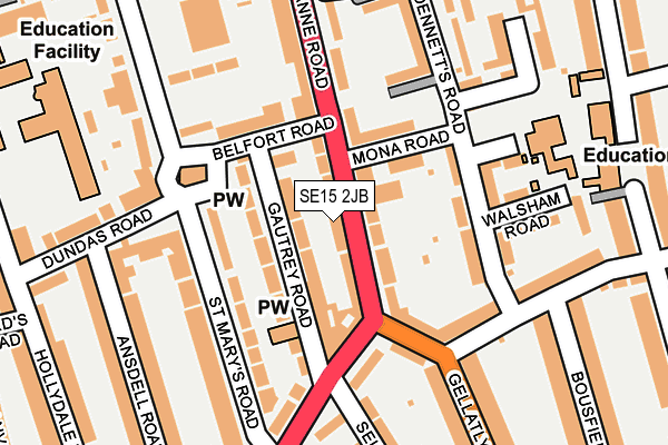 SE15 2JB map - OS OpenMap – Local (Ordnance Survey)
