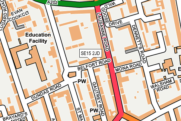 SE15 2JD map - OS OpenMap – Local (Ordnance Survey)