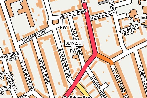 SE15 2JQ map - OS OpenMap – Local (Ordnance Survey)