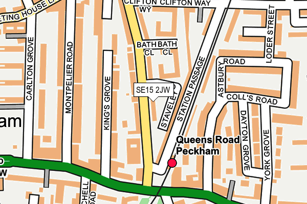 SE15 2JW map - OS OpenMap – Local (Ordnance Survey)