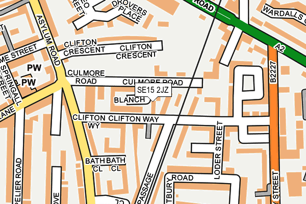 SE15 2JZ map - OS OpenMap – Local (Ordnance Survey)