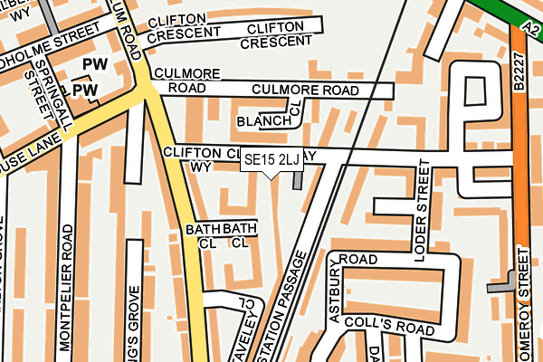 SE15 2LJ map - OS OpenMap – Local (Ordnance Survey)