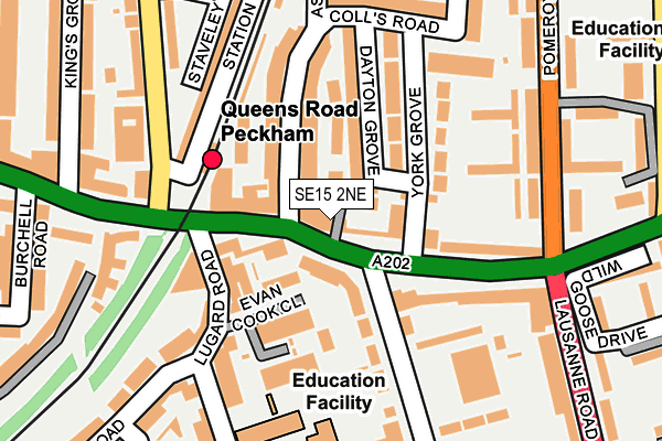 SE15 2NE map - OS OpenMap – Local (Ordnance Survey)