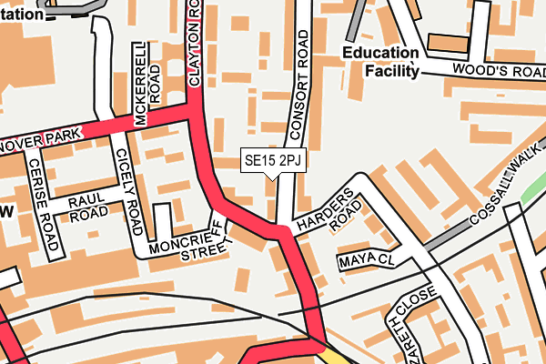 SE15 2PJ map - OS OpenMap – Local (Ordnance Survey)
