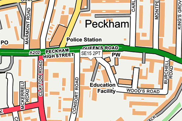 SE15 2PT map - OS OpenMap – Local (Ordnance Survey)