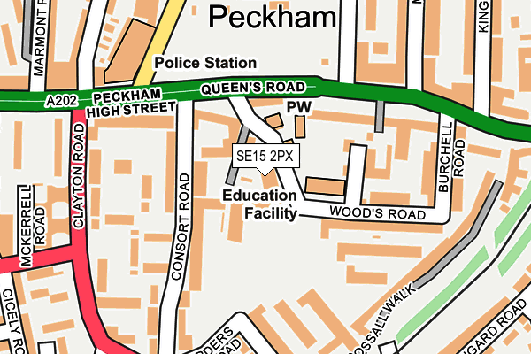 SE15 2PX map - OS OpenMap – Local (Ordnance Survey)