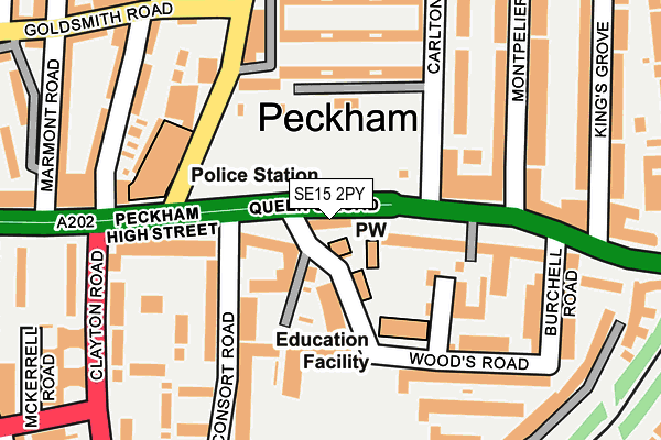 SE15 2PY map - OS OpenMap – Local (Ordnance Survey)