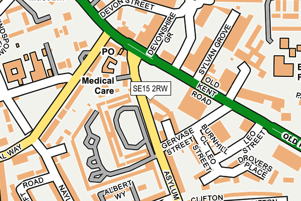 SE15 2RW map - OS OpenMap – Local (Ordnance Survey)