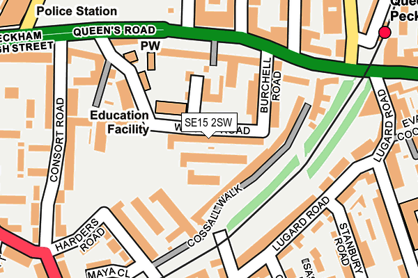 SE15 2SW map - OS OpenMap – Local (Ordnance Survey)