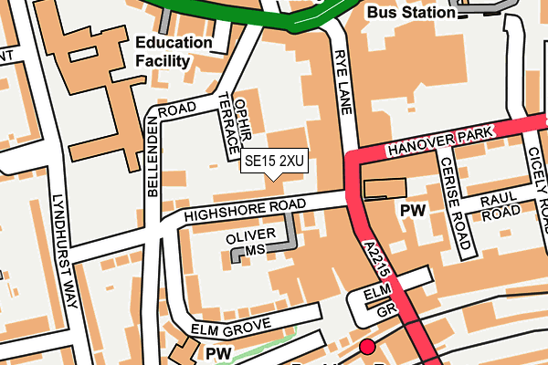 SE15 2XU map - OS OpenMap – Local (Ordnance Survey)