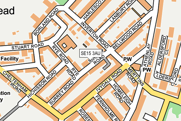 SE15 3AU map - OS OpenMap – Local (Ordnance Survey)
